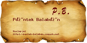 Péntek Balabán névjegykártya